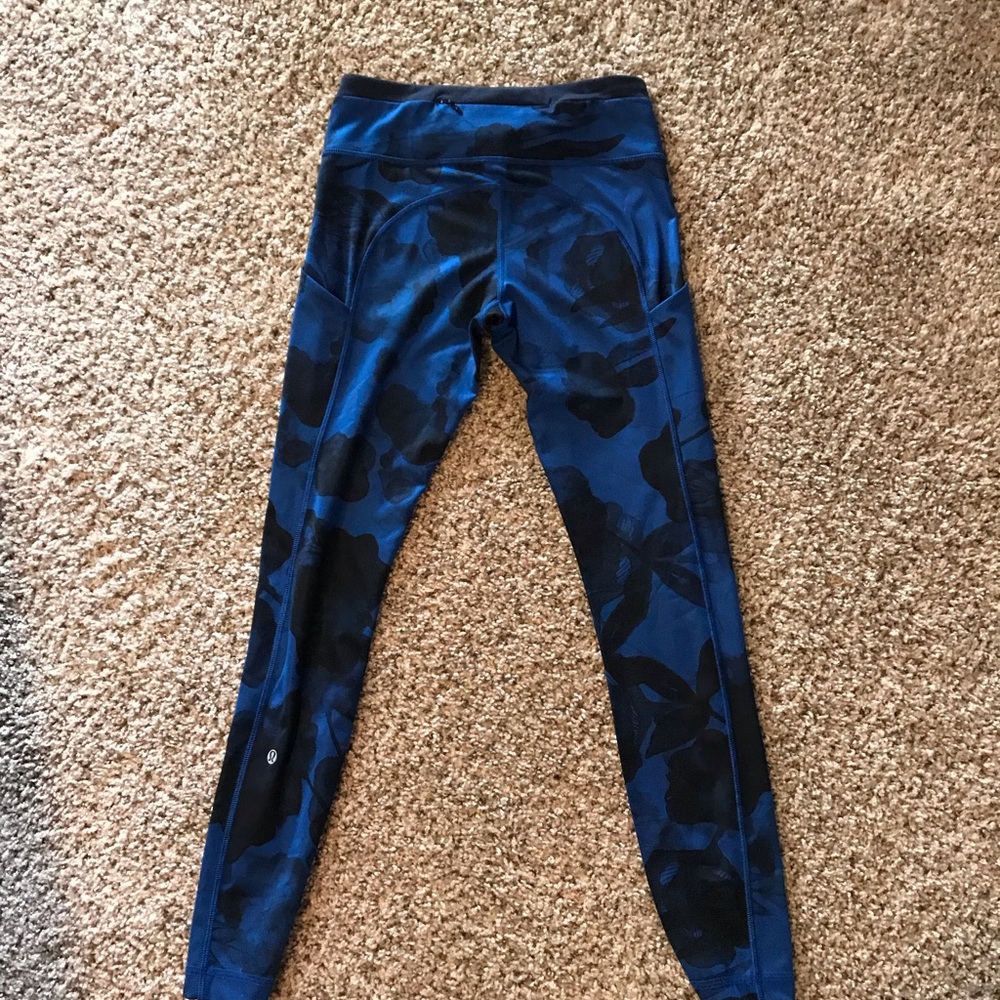 Blue and black Lululemon leggings